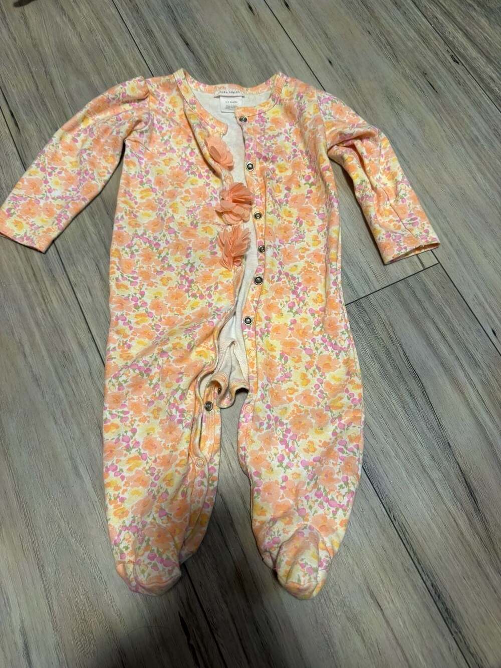 Laura Ashley Baby Girl Floral Footed Sleep and Play with Ruffle Detail